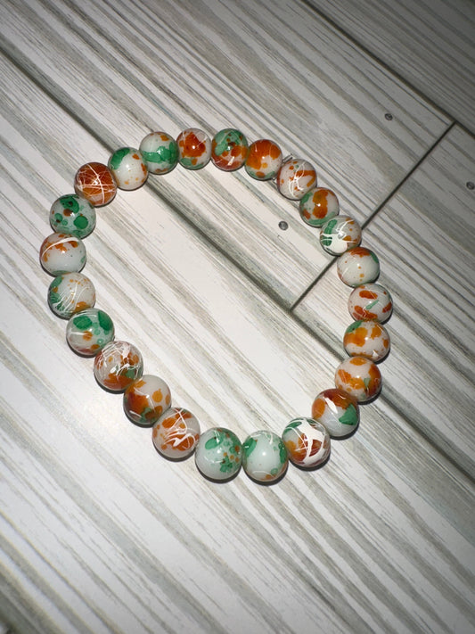 Green and Orange Beaded Bracelet