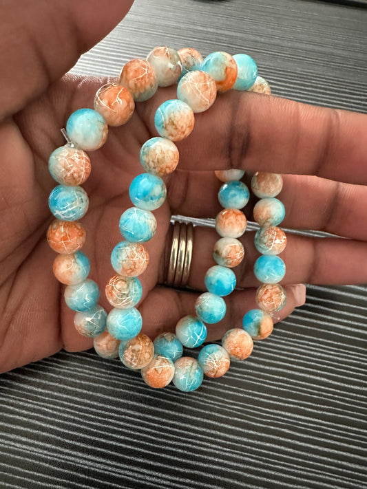 Blue/Orange Beaded Bracelet